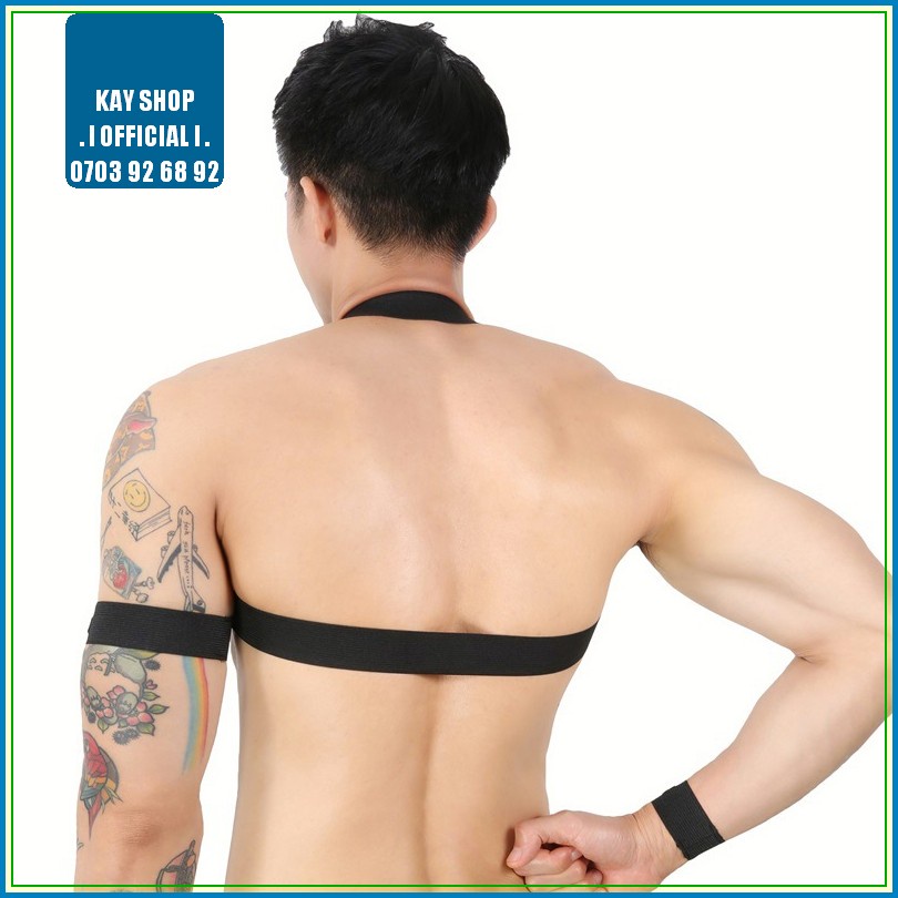Đai ngực nam sexy dây kiểu mới khoen kim loại trước ngực CLEVER Quà tặng kèm dây đeo tay