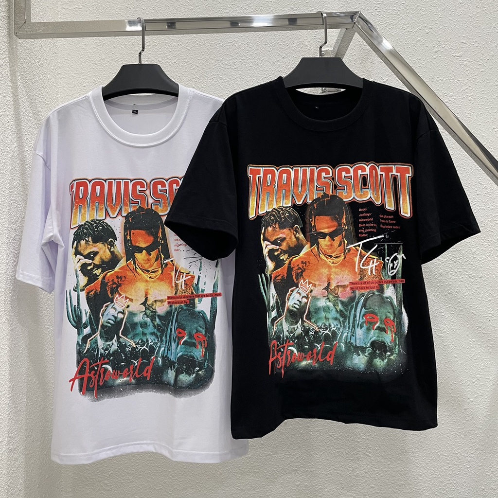 Áo thun tay lỡ travis scott nam nữ áo thun unisex cotton cao cấp Kun Shop