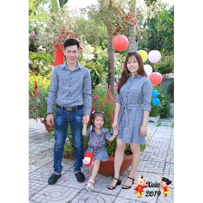 Combo áo gia đình caro xám FIG TREE mã 126A HOT NHẤT 2021