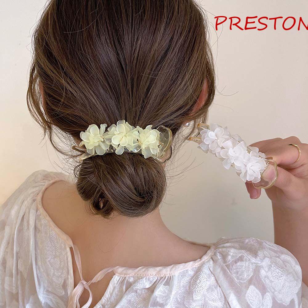 Kẹp Tóc Càng Cua Cố Định Tóc Đuôi Ngựa Hình Hoa Phong Cách Hàn Quốc Vintage Sáng Tạo Cho Nữ