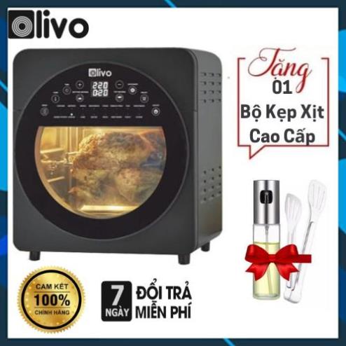 Nồi Chiên Không Dầu, lò nướng OLIVO AF15 Dung Tích 15L Thương Hiệu Mỹ - Hàng Chính Hãng + tặng máy xay thịt olivo fc21