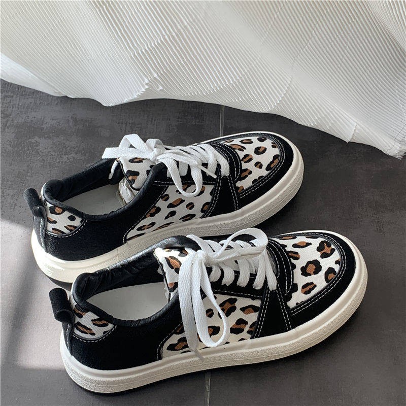 giày  Nữ  Platform Leopard Print Canvas Thể thao