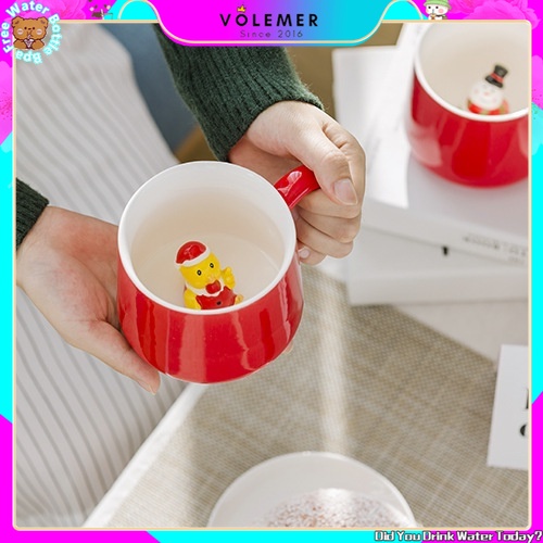 Cốc sứ gắn hình động vật 3d hoạt hình dùng uống nước / sữa / cà phê
