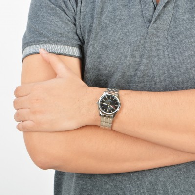 Đồng Hồ Nam Casio MTP-1335D-1AVDF Dây kim loại Mạ Bạc - Mặt 3 kim nền đen