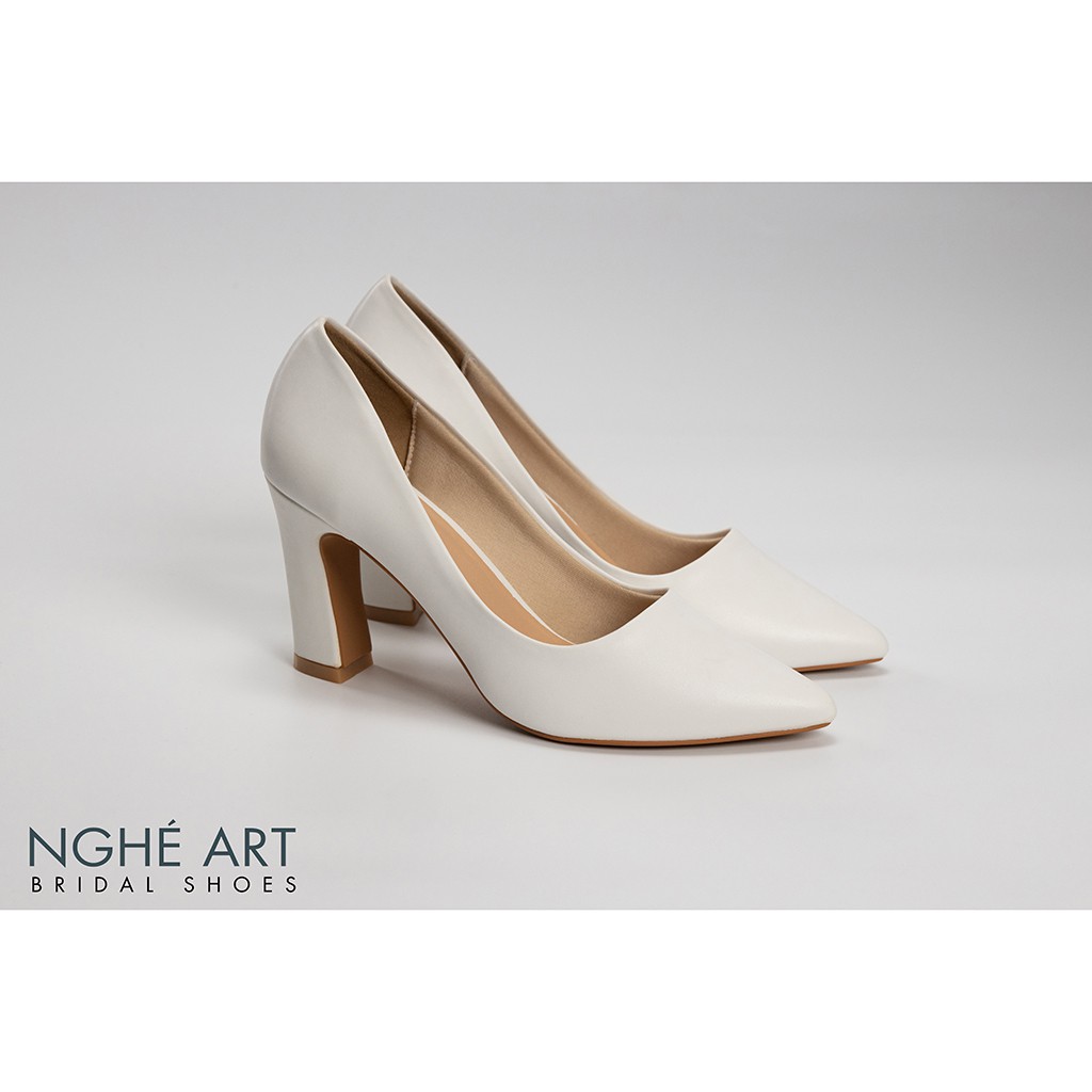 Giày cưới Nghé Art basic bít mũi gót vuông 221
