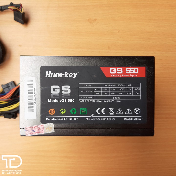 Nguồn Huntkey GS550 công suất thực đủ chân nguồn phụ 6pin, 8pin - PSU Huntkey 550W