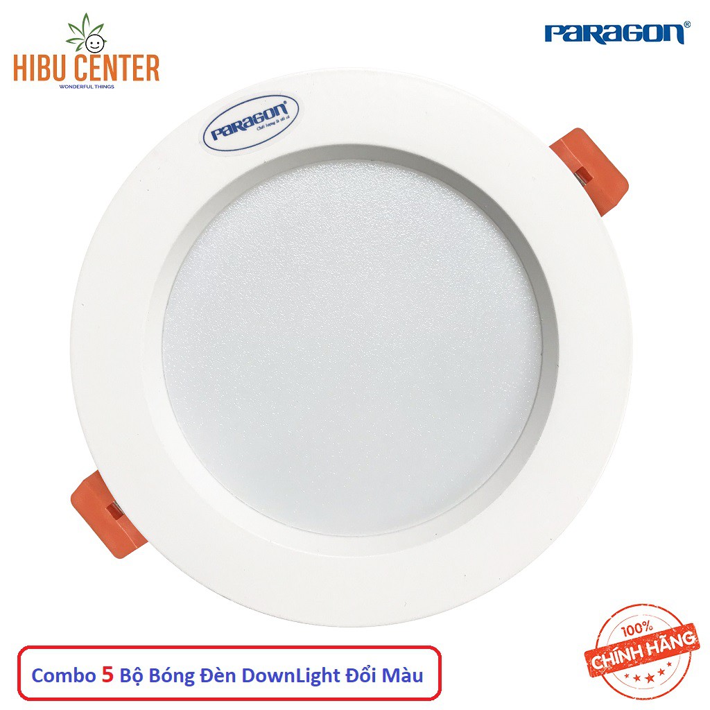 Combo 5 Bộ Đèn LED Downlight Dân Dụng Đổi Màu Paragon 7W RRDA120L7/CCT – 9W RRDA145L9/CCT – 12W RRDA170L12/CCT Led 3 Màu