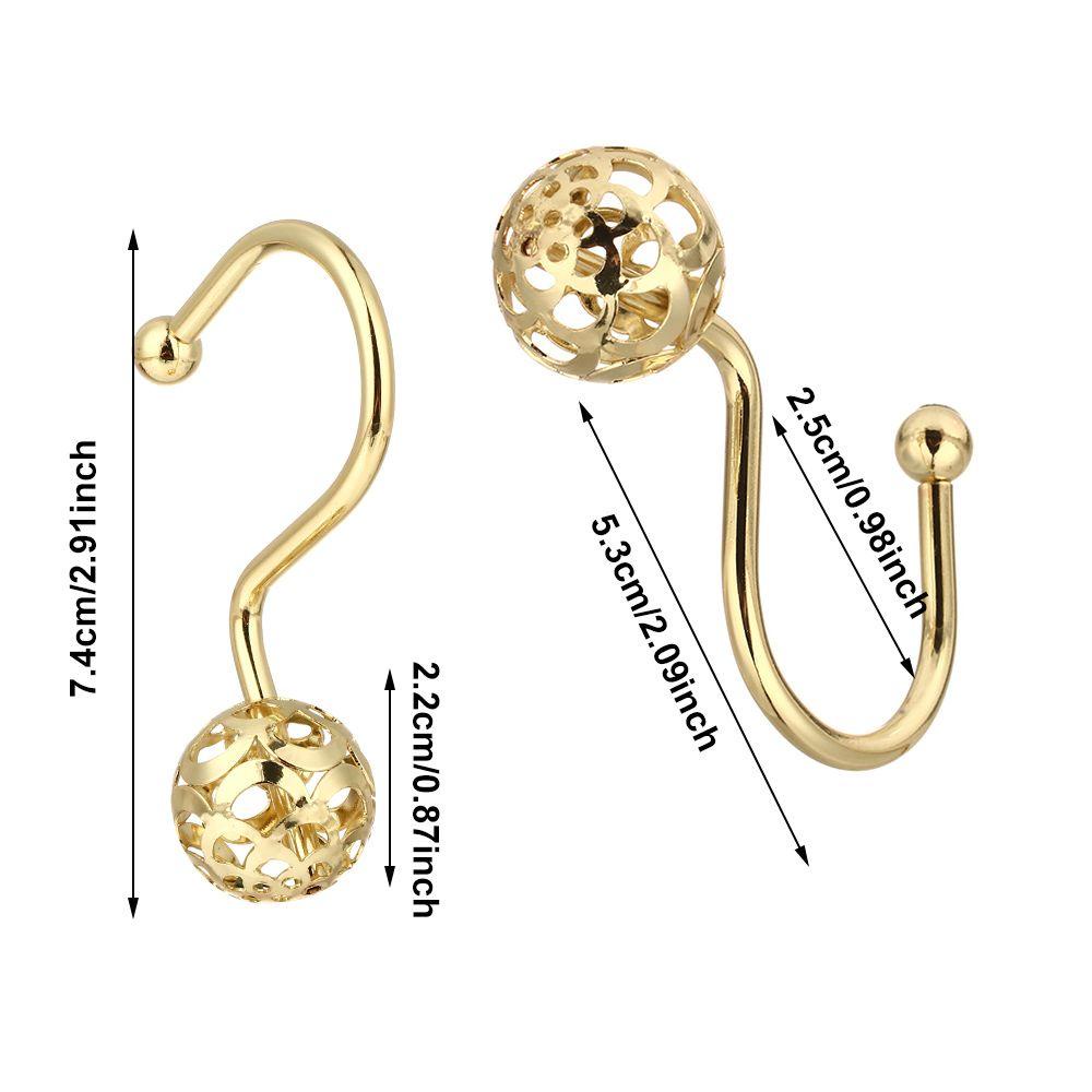 ROSE Bộ 12 Móc Treo Rèm Nhà Tắm Màu Vàng / Bạc Sang Trọng Tiện Dụng