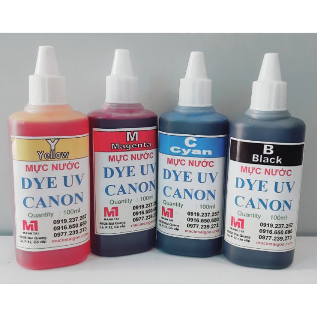 Mực in Canon Dye UV loại 100ml - Mực nước Dye UV dùng cho máy in phun màu Canon / HP