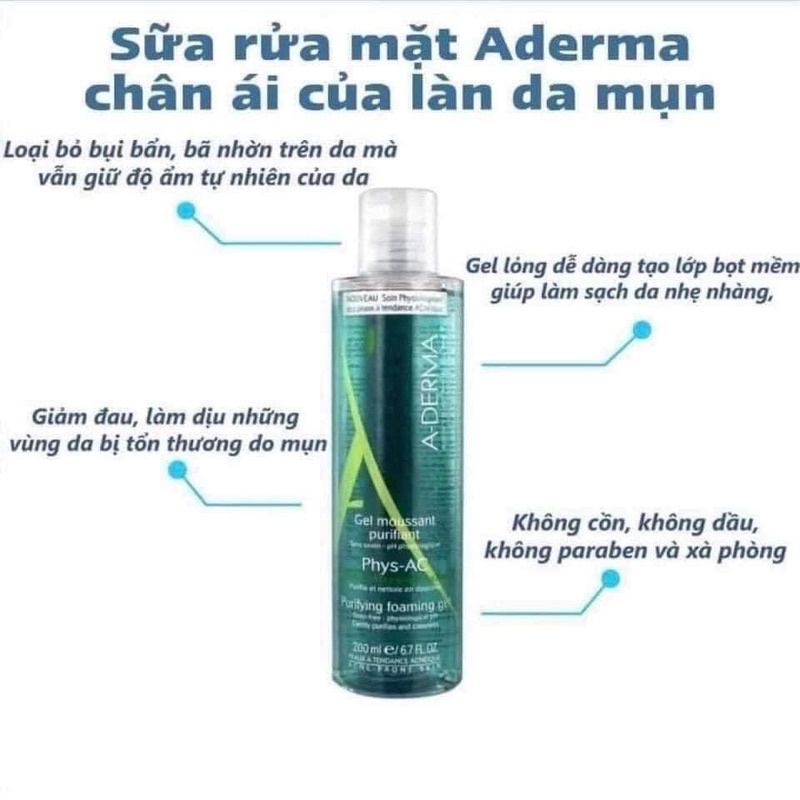 Sữa rửa mặt Aderma Purifying Foaming Gel Pháp