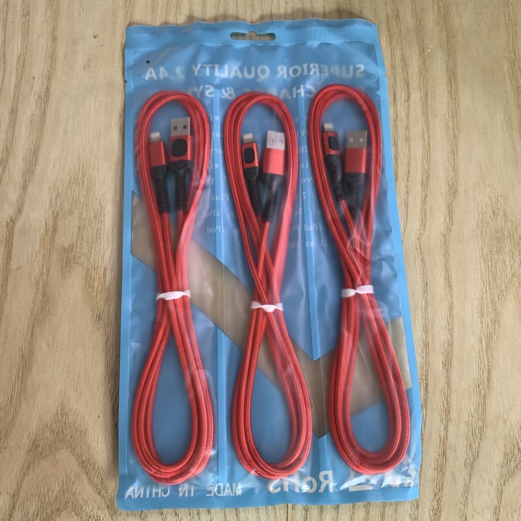 Cáp sạc nhanh,cáp sạc IP2,4a dây dù 1,8m usb to chống gãy cho ip-tablet chất lượng cao