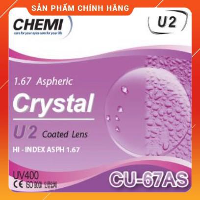 Tròng Kính Mắt Kính Chống Trầy Xước, Phản Quang Chống tia UV Cao cấp, Mỏng CHEMI U2 1.67 ASP