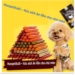 D HP - HanpetXuxi- Xúc xích chó mèo có thể ăn liền đồ ăn vặt chó mỗi cây 15gr thức ăn cho chó kiểu bánh thưởng