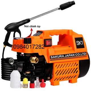 Máy rửa xe mini .chỉnh áp sakura. japan sk1. công suất 2400w. có chỉnh áp .cam kết lõi đồng 100%.bảo hành 12 tháng