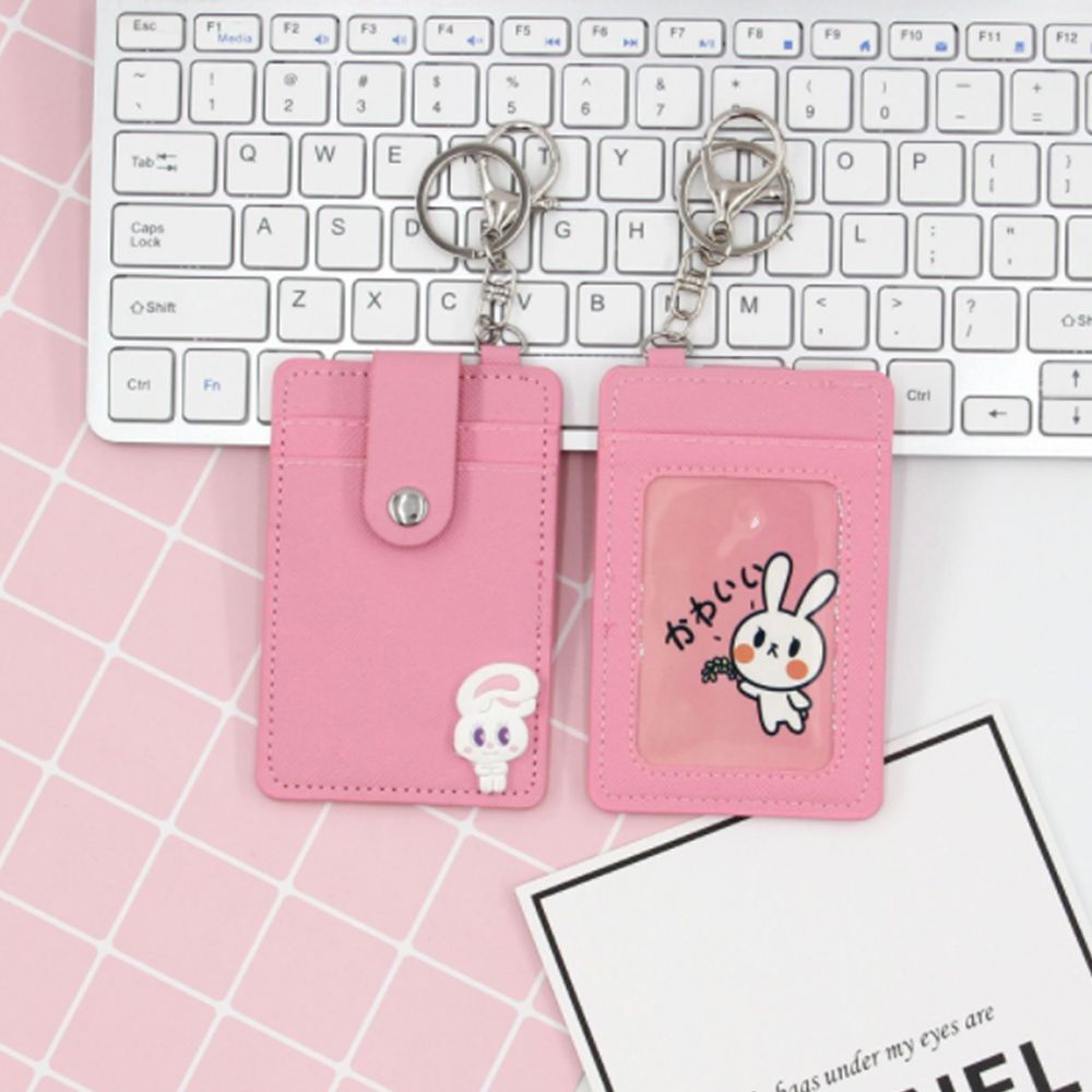 Ví đựng thẻ ID/ thẻ ngân hàng bằng da PU kèm móc khóa