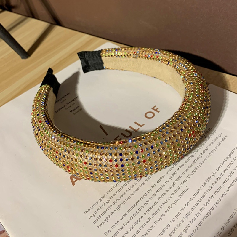 Flgo Băng Đô Cài Tóc Có Mút Xốp Đính Đá Lấp Lánh Nhiều Màu Sang Trọng Phong Cách Vintage Cho Nữ