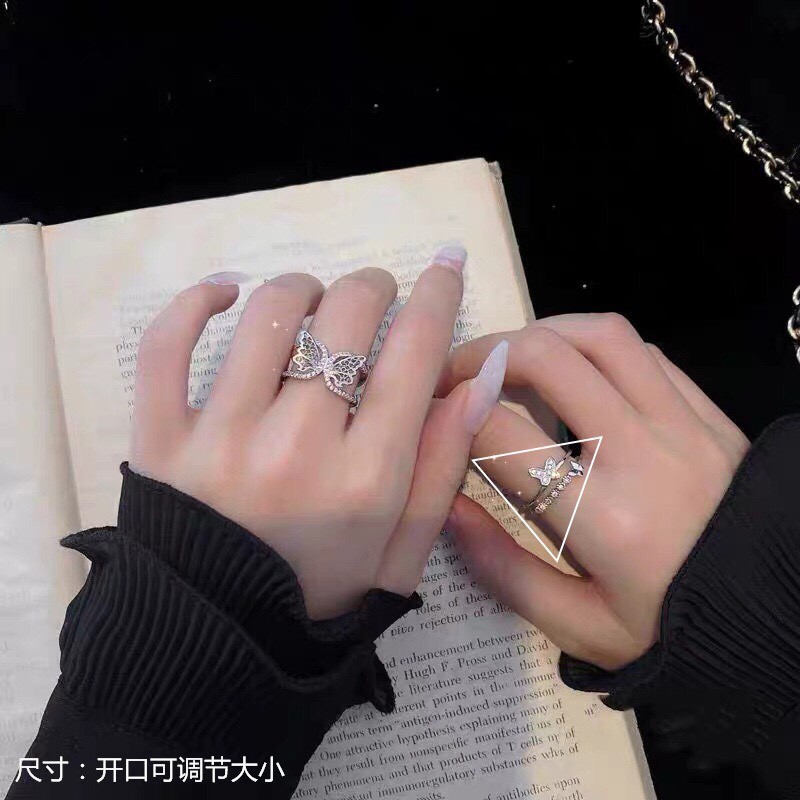 Nhẫn - Set nhẫn - Nhẫn nam nữ - Nhẫn hở hình bướm xinh lấp lánh cực đáng yêu N09