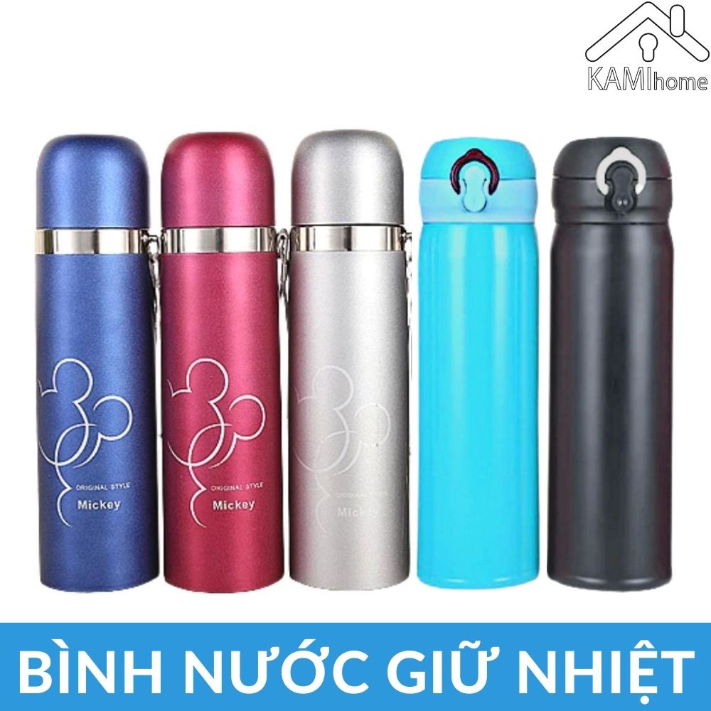Bình nước giữ nhiệt cho bé đi học inox 3 lớp 450ml KM22001.22042