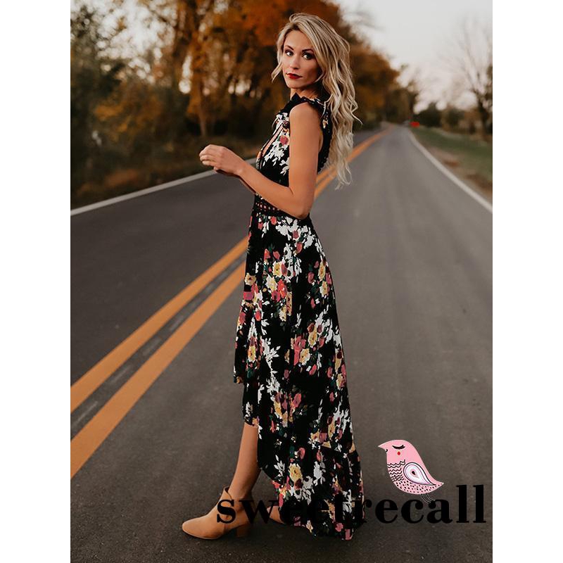 Đầm nữ dài không tay họa tiết hoa phong cách boho thời trang quyến rũ | BigBuy360 - bigbuy360.vn