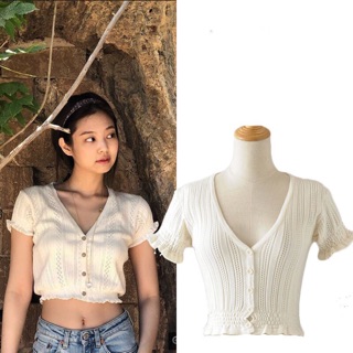 Áo croptop Jennie [SẴN] có ảnh thật phía sau