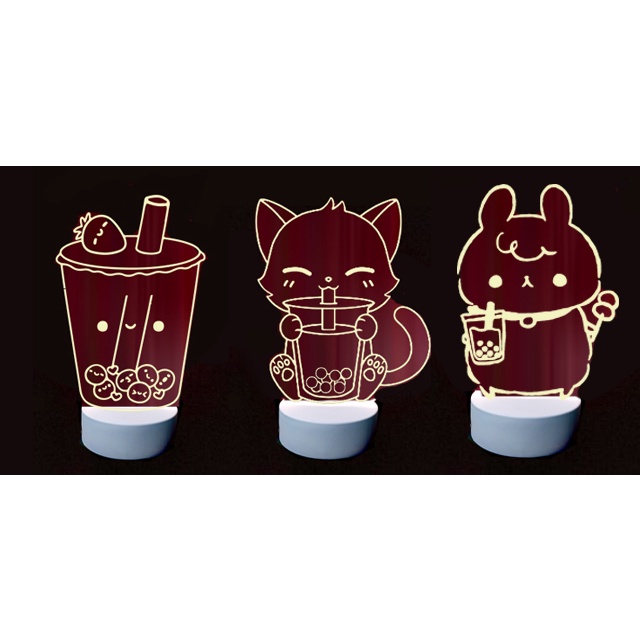 Đèn Led bò sữa trắng L1I5  Đèn Ngủ 3D quả bơ trà sữa trứng lười yakult blackpink shiba roro jump