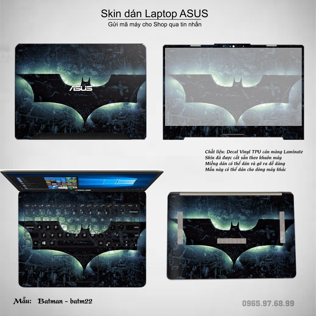 Skin dán Laptop Asus in hình Người dơi (inbox mã máy cho Shop)