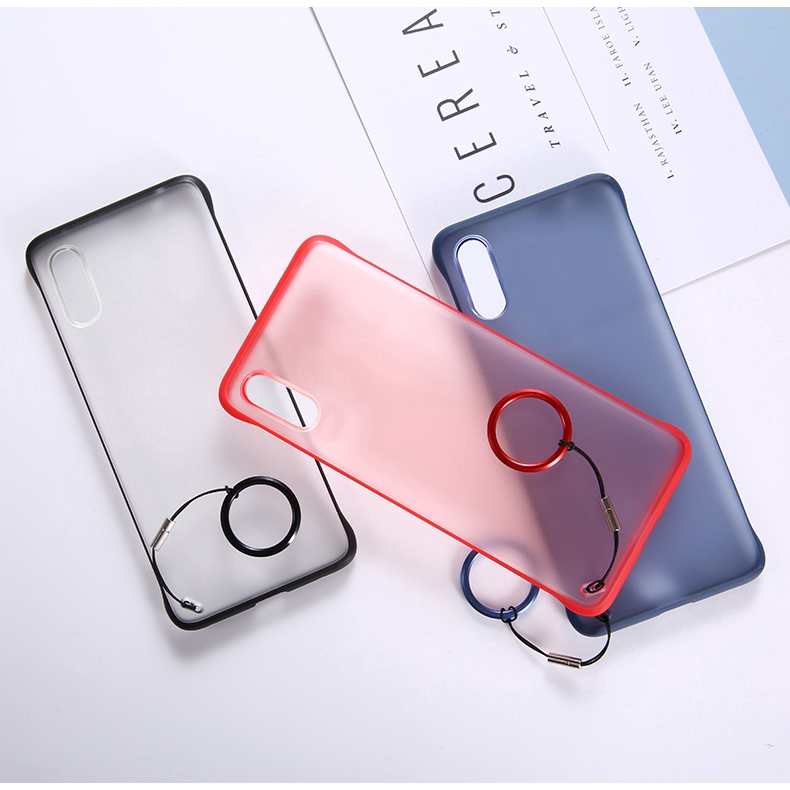 iPhone 6 6s 7 8 Plus Case Borderless Design Plastic Phone Case iPhone X XR XS Max Shockproof Back Cover With Metal Ring