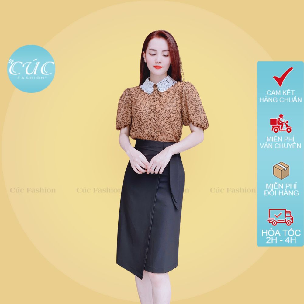 Áo sơ mi nữ Cúc Fashion thời trang cao cấp somi công sở sơmi hoa nhí cổ ren A1220