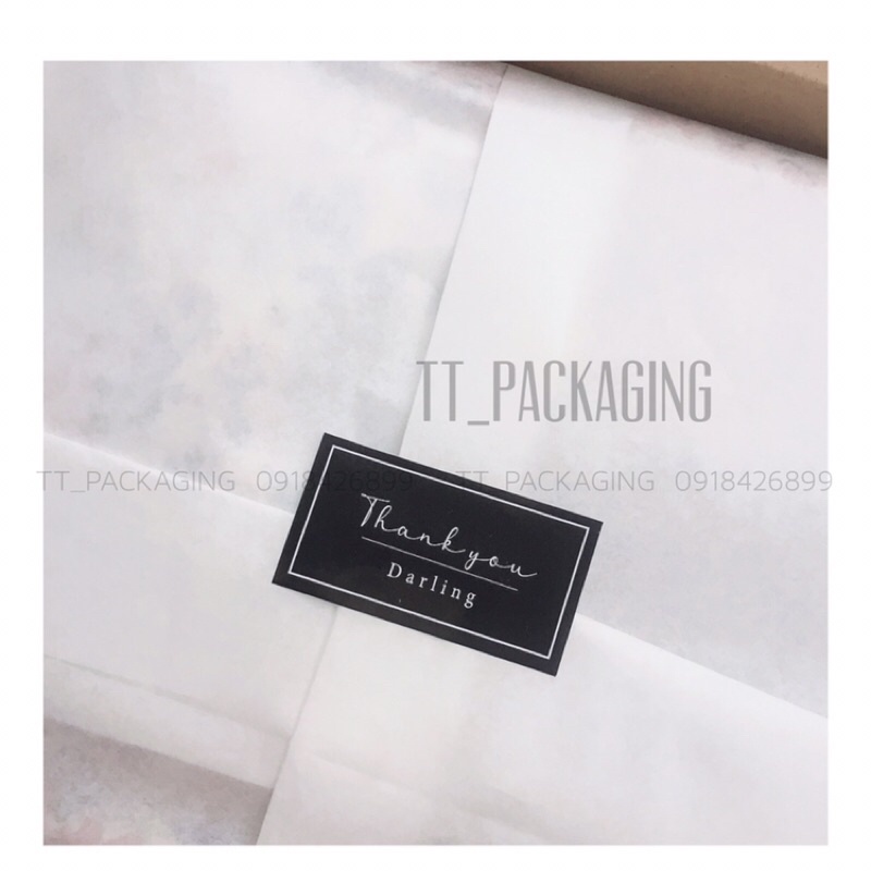 Sticker miếng tem dán Thank you cảm ơn chữ nhật đẹp dùng trang trí hộp quà, gói hàng, niêm phong giấy gói quần áo