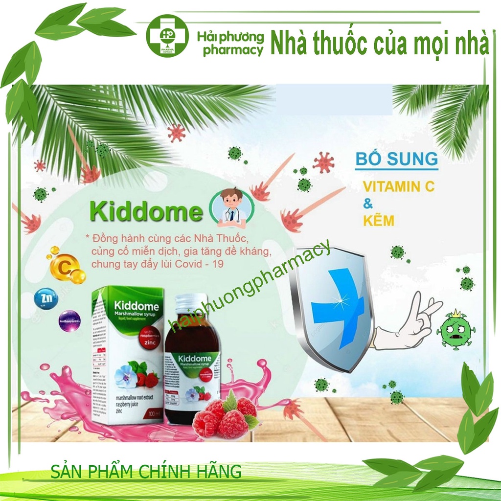 Siro tăng sức đề kháng, phòng nguy cơ viêm họng, viêm phế quản Kiddome chai 100ml
