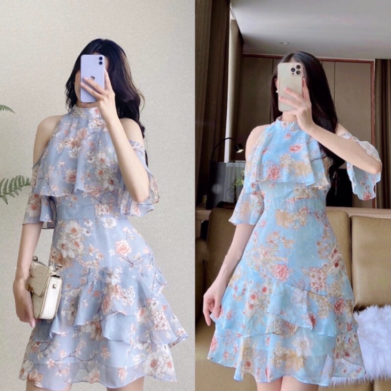Váy Đầm Nữ Khoét Vai Sang Chảnh Tiểu Thư LINSTORE Thiết Kế V4 Lin.store