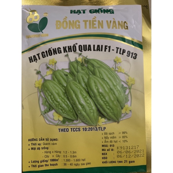 HẠT GIỐNG KHỔ QUA ĐỒNG TIỀN VÀNG LAI F1 913 (GÓI 21GR)
