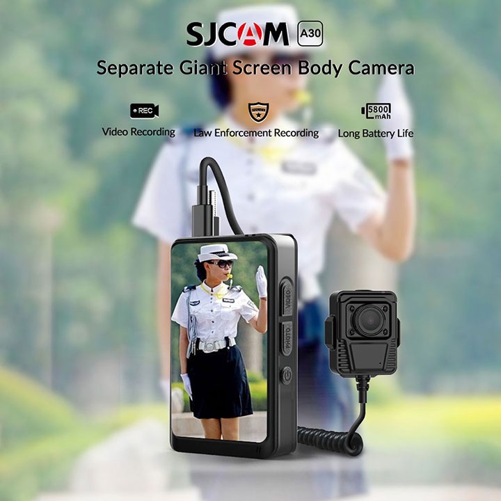 Body Camera SJCAM A30 wifi, pin 5800mah, LCD 4 inch, IP64, 4 đèn led - Bảo hành 12 tháng