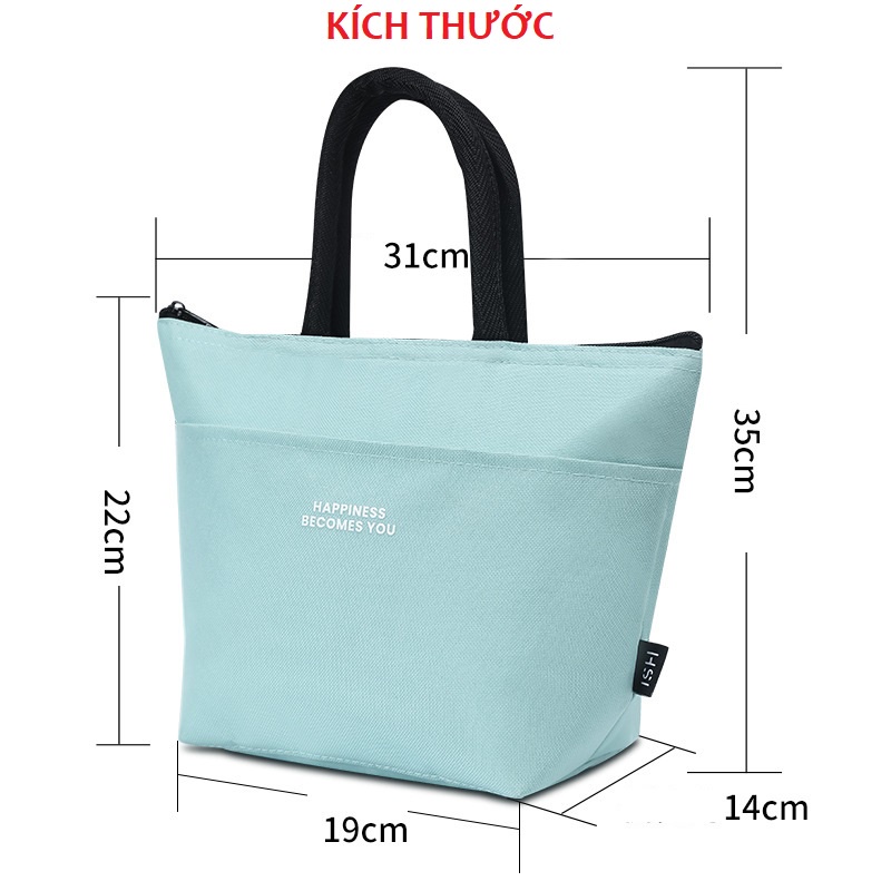 [Mẫu MỚI]Túi Giữ Nhiệt/ Túi Đựng Cơm HAPPINESS BECOMES YOU Vải Oxford Chống Thấm Nước