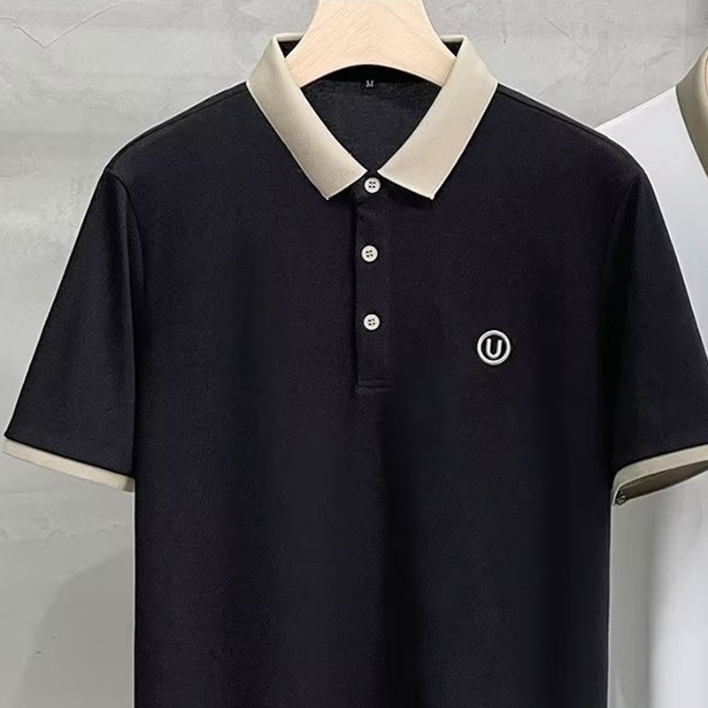 Áo polo Tay Ngắn Dáng Rộng Màu Sắc Tương Phản Đơn Giản Phong Cách Hàn Quốc Dành Cho Nam