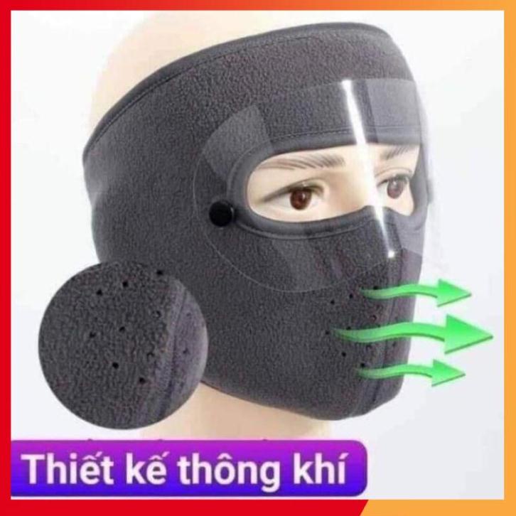 Khẩu trang ninja lót nỉ che kín mặt che tai chống nắng gió lạnh,có lỗ thông hơi ở miệng