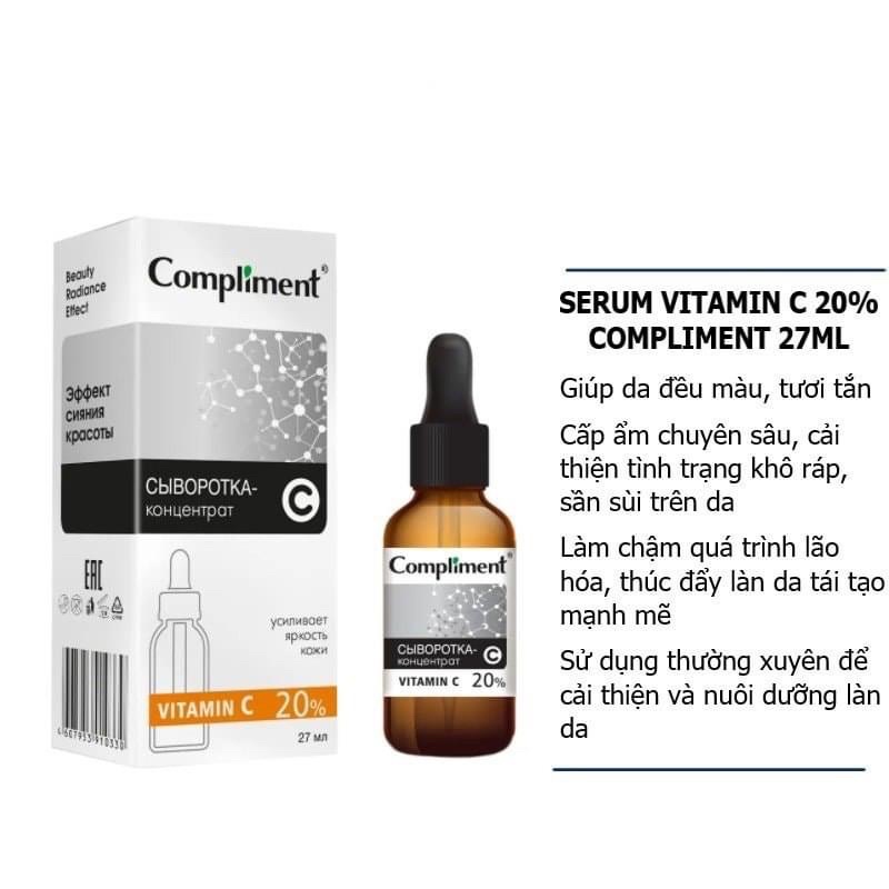 Serum Compliment 20% Vitamin C, 2% BHA ,5% Hyaluronic Acid 27ml