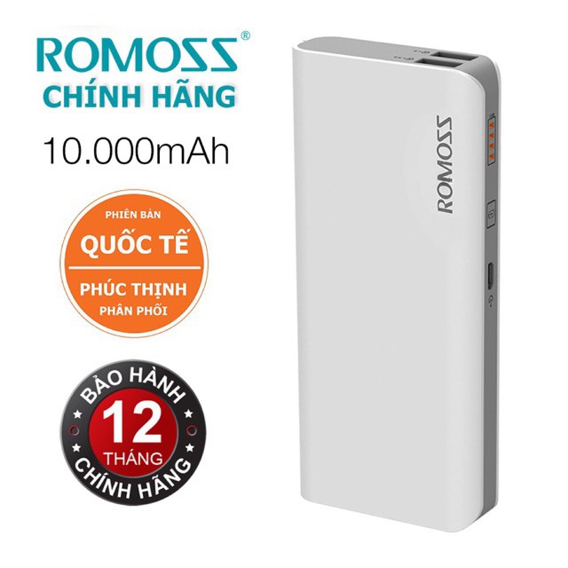 Pin sạc dự phòng Romoss Solit 5 PH50 10000mAh (Trắng)