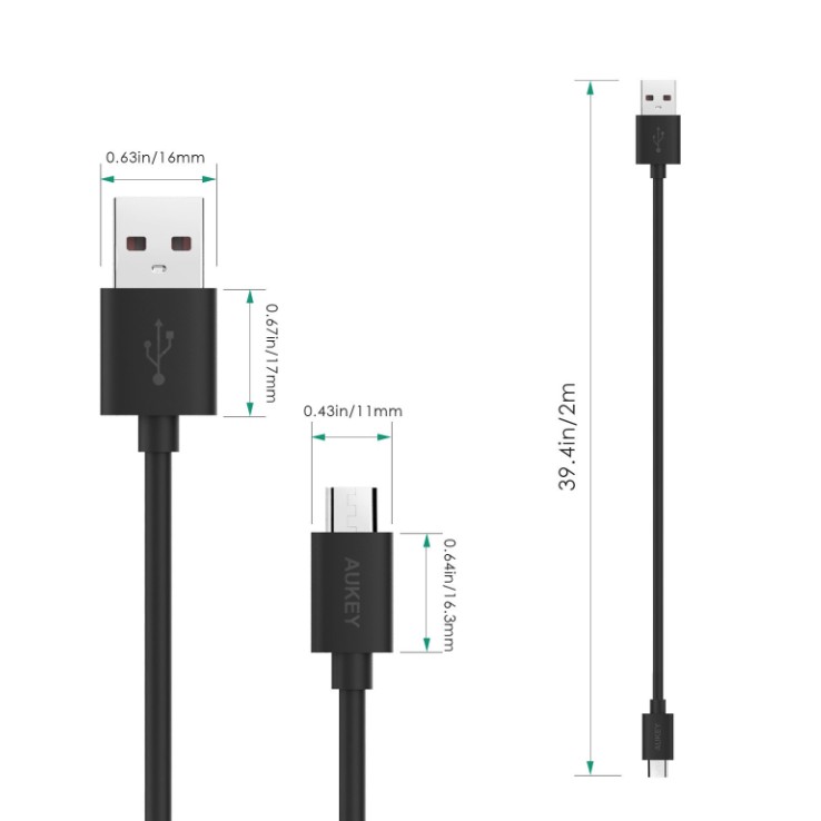 Cáp AUKEY CB-D9 MicroUSB dài 2m Chính hãng FULLBOX