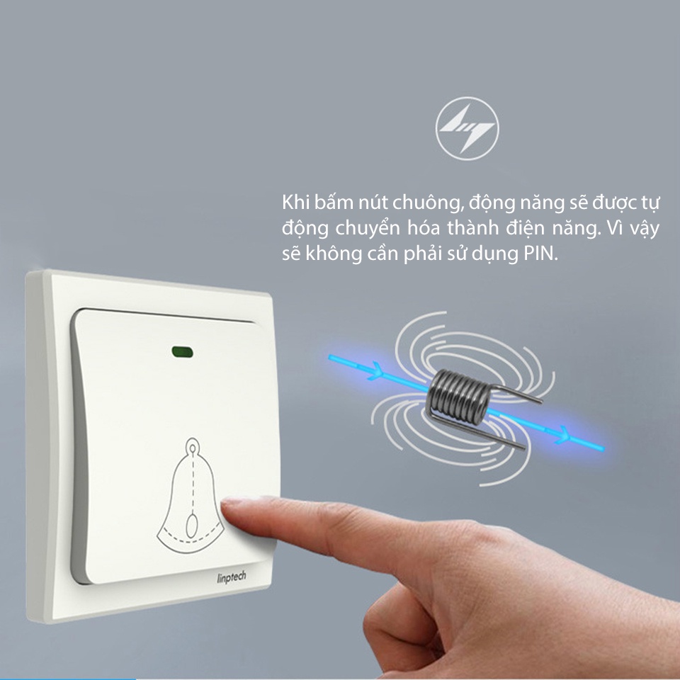Chuông Cửa Không Dây Không Pin Báo Khách Chống Nước