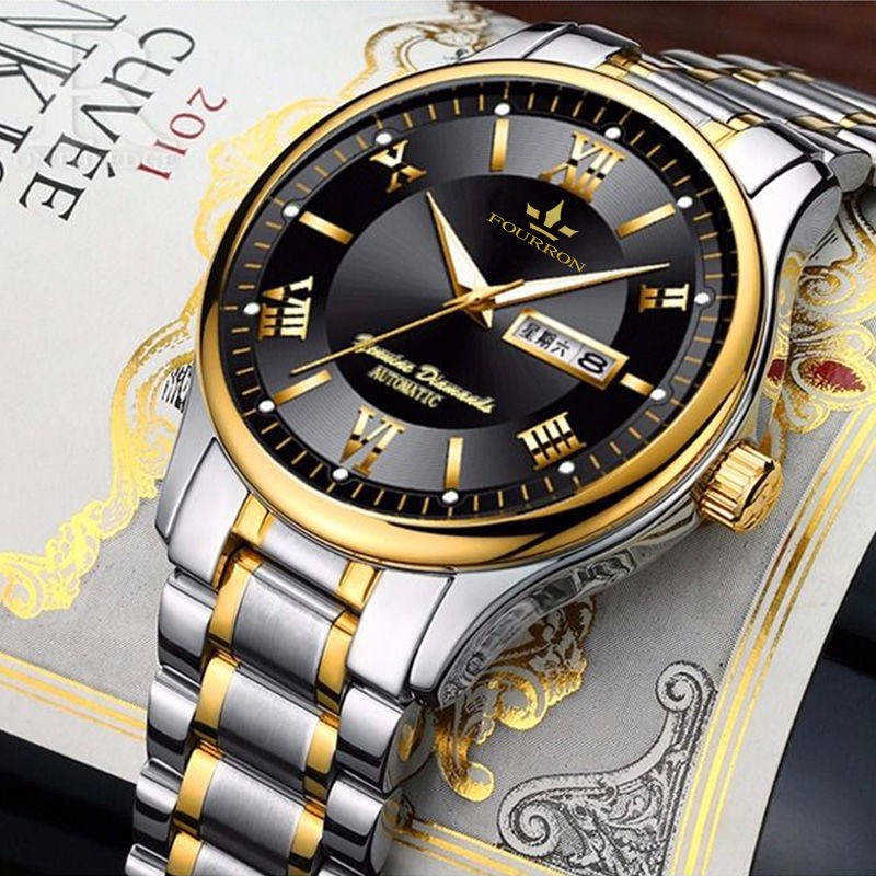 tử hồ Authentic Swiss Automatic Machine Core Watch Đồng hồ nam Lịch ngủ đêm không thấm nước siêu mỏng không cơ bản t