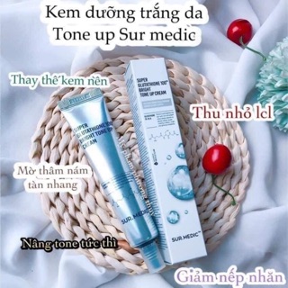 Kem dưỡng sáng da, se lỗ chân lông, làm nâng tông da Sur.Medic Super Glutathione Bright Tone Up Cream