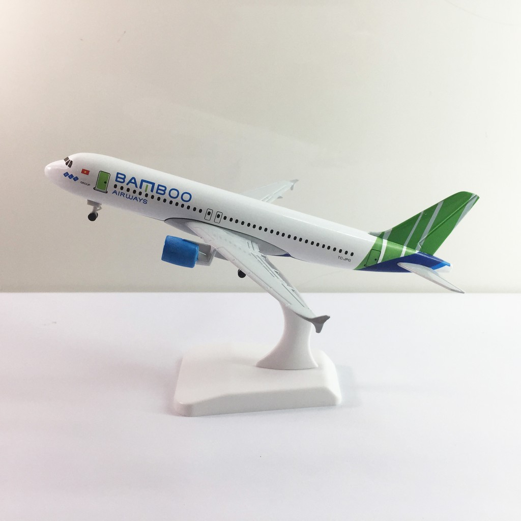 Mô hình máy bay kim loại hàng không Tre Việt Bamboo Airways 16cm dòng Airbus A320 món quà tặng mô hình tĩnh die-cast
