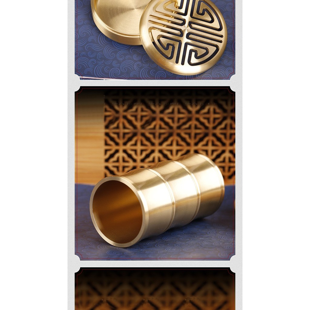 Bộ dụng cụ xông trầm hương bằng đồng vàng nguyên chất ưu đãi tặng kèm bột Nhật dẫn lửa/ khuôn tạo nụ trầm