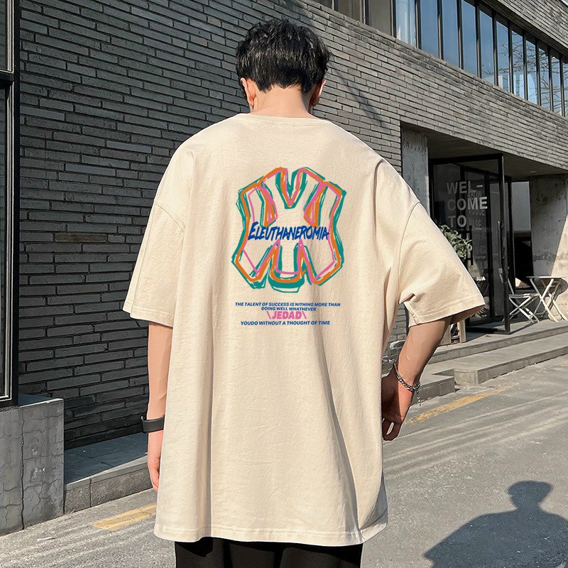 Áo phông tay lỡ phom rộng unisex hình học áo thun nam nữ tay ngắn
