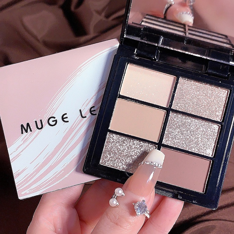 Bảng Phấn Mắt MUGE LEEN 6 Màu Lì Lấp Lánh Trang Điểm Đa Năng