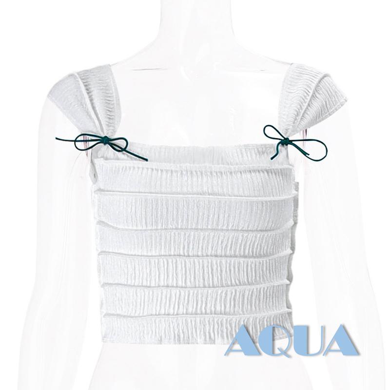 Áo Croptop Sát Nách Cổ Vuông Màu Trơn Cột Dây Thời Trang Quyến Rũ Cho Nữ