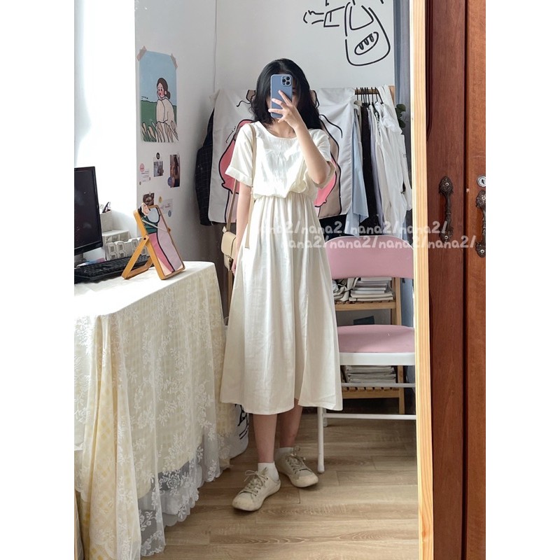 Váy cộc tay thô đũi xẻ vạt | BigBuy360 - bigbuy360.vn