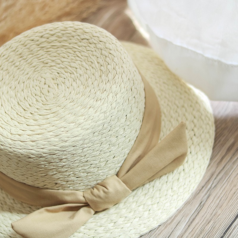 Mũ cói tròn vành thời trang cho bé gái phong cách Hàn Quốc