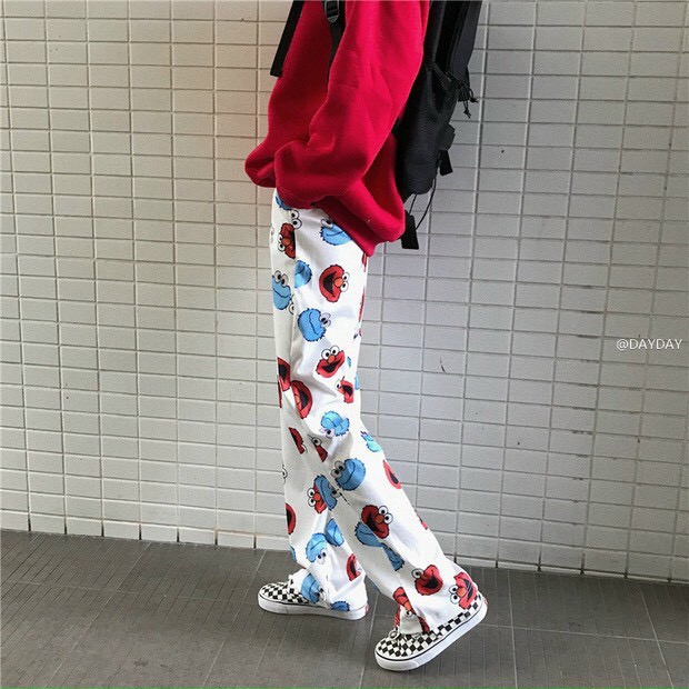 QUẦN JOGGER CARTOON hoạt hình DÀI cạp chun bo gấu và ống xuông vải cotton thoáng mát dễ mặc thấm hút mồ hôi